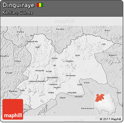 Silver Style 3D Map of Dinguiraye