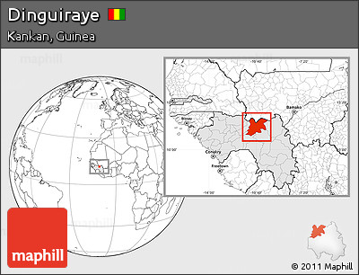 Blank Location Map of Dinguiraye, highlighted country