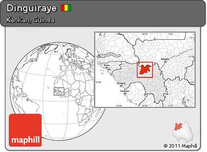 Blank Location Map of Dinguiraye, highlighted country