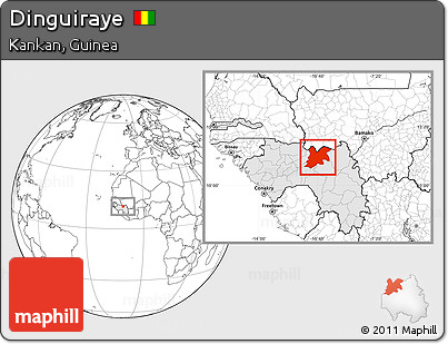 Blank Location Map of Dinguiraye, highlighted country