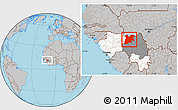 Gray Location Map of Dinguiraye, highlighted country, highlighted parent region