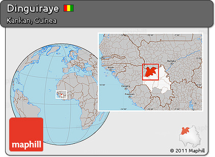 Gray Location Map of Dinguiraye, highlighted parent region