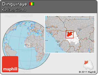 Gray Location Map of Dinguiraye, highlighted parent region