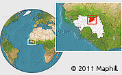 Satellite Location Map of Dinguiraye, highlighted country, within the entire country