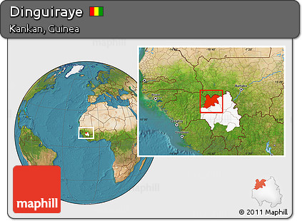 Satellite Location Map of Dinguiraye, highlighted parent region