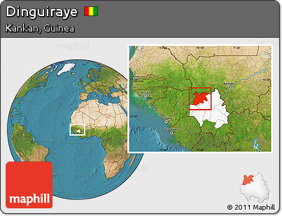 Satellite Location Map of Dinguiraye, highlighted parent region