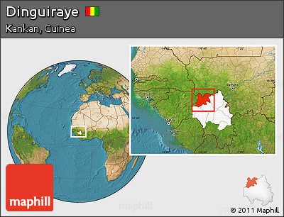 Satellite Location Map of Dinguiraye, highlighted parent region
