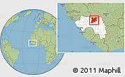 Savanna Style Location Map of Dinguiraye, highlighted country, within the entire country