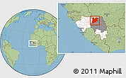 Savanna Style Location Map of Dinguiraye, highlighted country, highlighted parent region, within the entire country