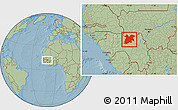 Savanna Style Location Map of Dinguiraye, hill shading