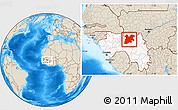 Shaded Relief Location Map of Dinguiraye, highlighted country