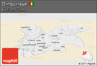 Classic Style Panoramic Map of Dinguiraye, single color outside