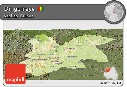 Physical Panoramic Map of Dinguiraye, darken