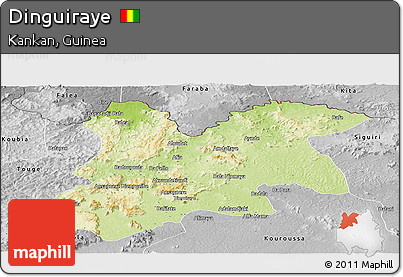 Physical Panoramic Map of Dinguiraye, desaturated