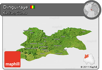 Satellite Panoramic Map of Dinguiraye, single color outside