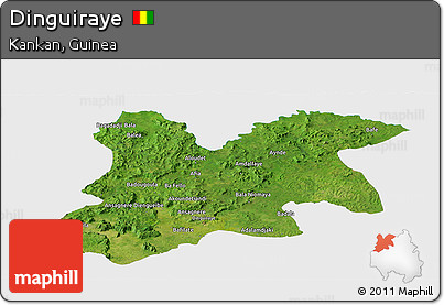 Satellite Panoramic Map of Dinguiraye, single color outside