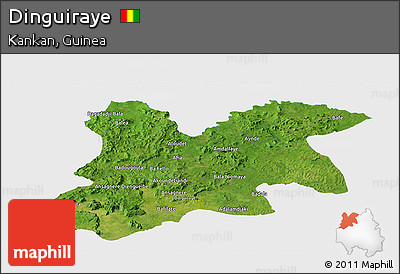 Satellite Panoramic Map of Dinguiraye, single color outside
