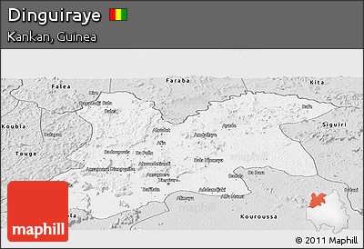 Silver Style Panoramic Map of Dinguiraye
