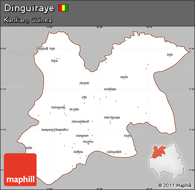 Gray Simple Map of Dinguiraye, cropped outside