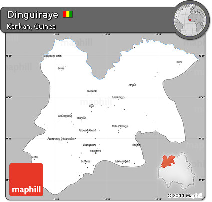 Gray Simple Map of Dinguiraye, single color outside