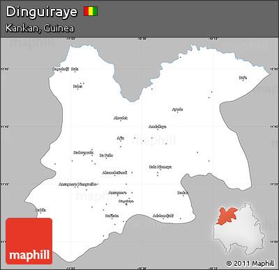 Gray Simple Map of Dinguiraye, single color outside