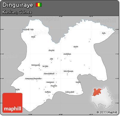 Gray Simple Map of Dinguiraye, single color outside