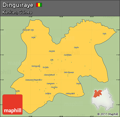 Savanna Style Simple Map of Dinguiraye, cropped outside