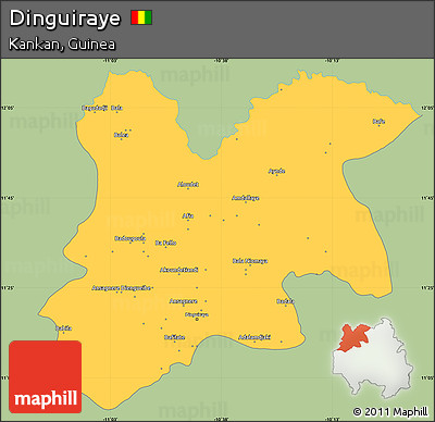 Savanna Style Simple Map of Dinguiraye, single color outside