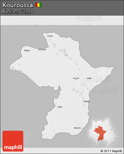 Gray 3D Map of Kouroussa, single color outside