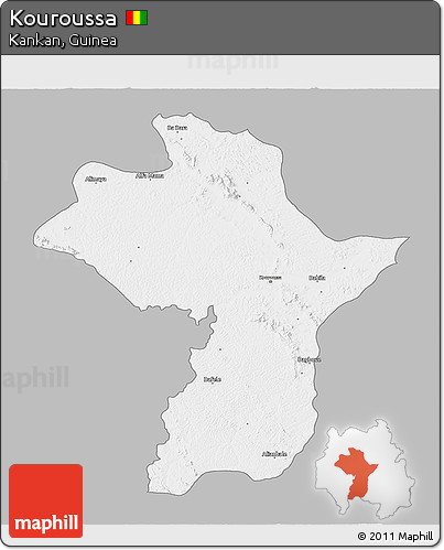 Gray 3D Map of Kouroussa, single color outside