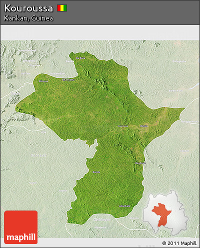 Satellite 3D Map of Kouroussa, lighten