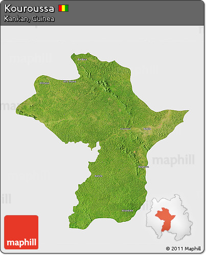 Satellite 3D Map of Kouroussa, single color outside