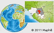 Physical Location Map of Kouroussa, highlighted country, highlighted parent region