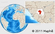 Shaded Relief Location Map of Kouroussa, highlighted parent region