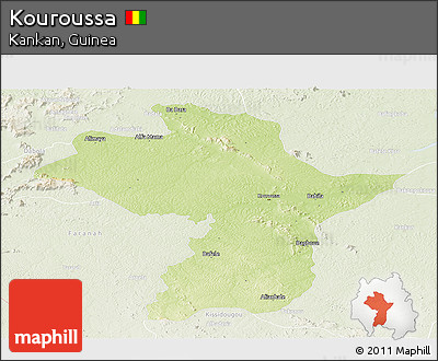 Physical Panoramic Map of Kouroussa, lighten