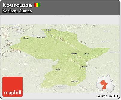 Physical Panoramic Map of Kouroussa, lighten