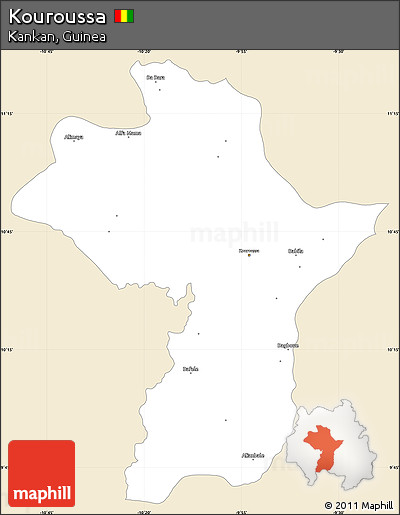 Classic Style Simple Map of Kouroussa, single color outside