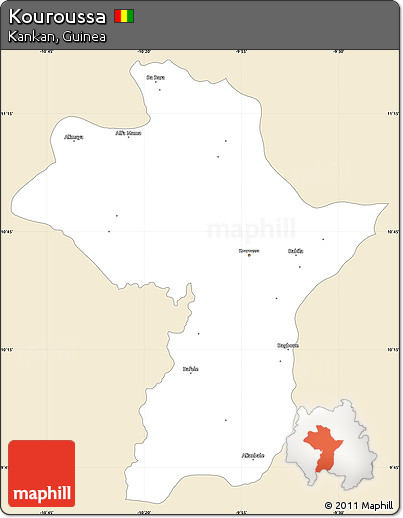 Classic Style Simple Map of Kouroussa, single color outside