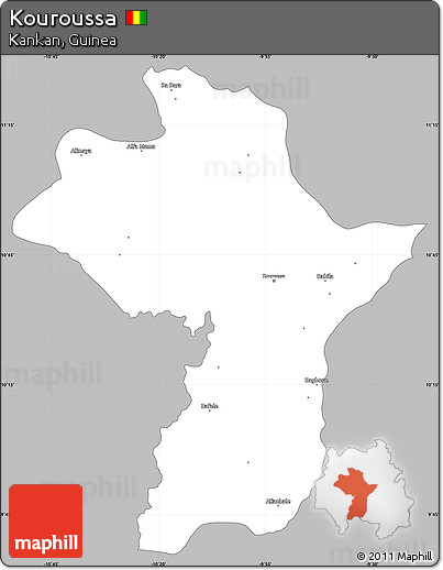 Gray Simple Map of Kouroussa, single color outside