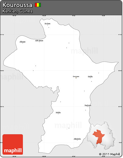 Silver Style Simple Map of Kouroussa, single color outside