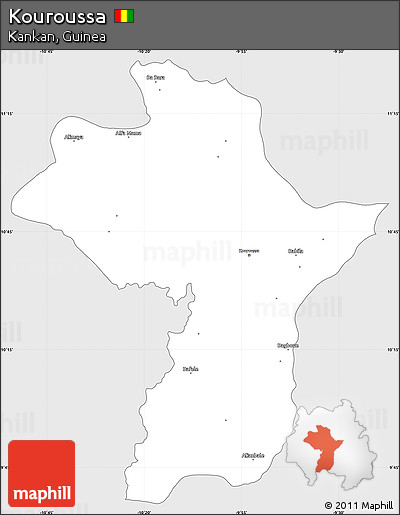Silver Style Simple Map of Kouroussa, single color outside