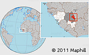 Gray Location Map of Mandiana, highlighted country, highlighted parent region, within the entire country