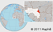 Gray Location Map of Mandiana, highlighted country