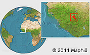 Satellite Location Map of Mandiana, within the entire country