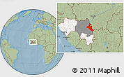 Savanna Style Location Map of Mandiana, highlighted country, highlighted parent region, hill shading