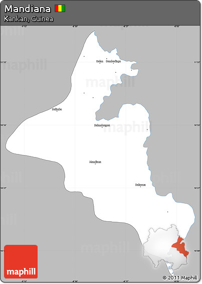 Gray Simple Map of Mandiana, single color outside