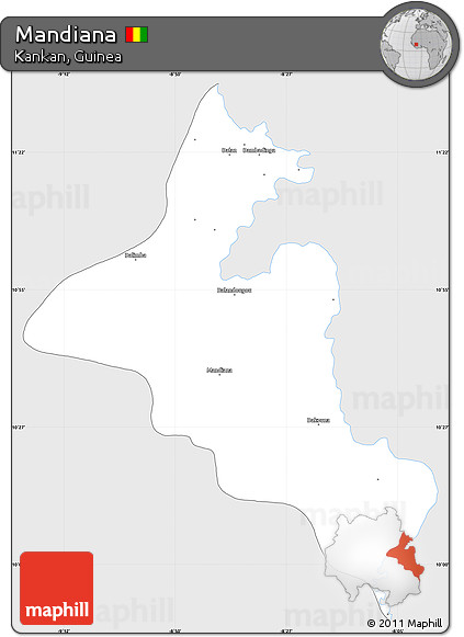 Silver Style Simple Map of Mandiana, single color outside