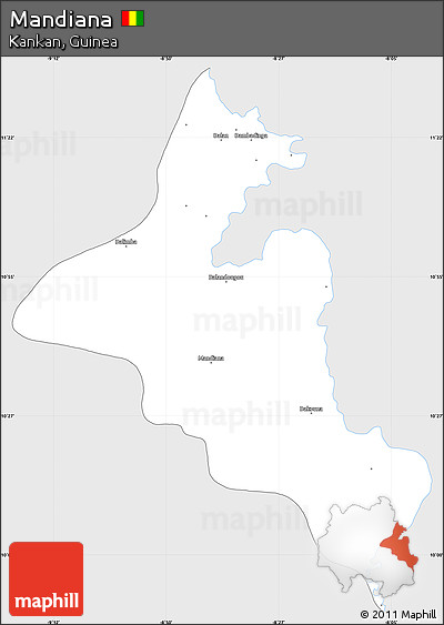 Silver Style Simple Map of Mandiana, single color outside