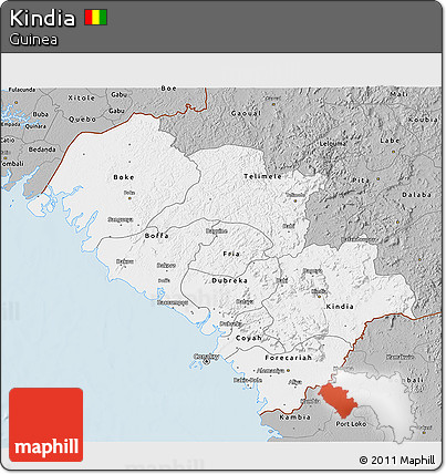 Gray 3D Map of Kindia