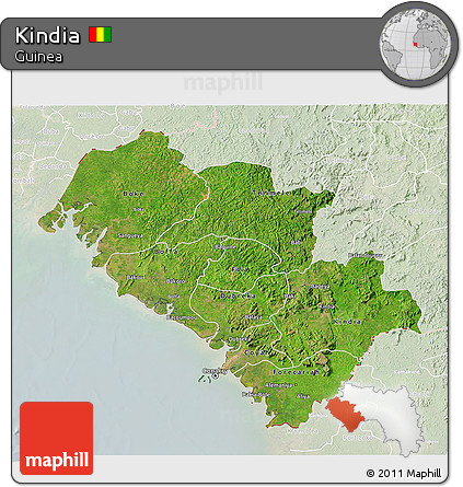 Satellite 3D Map of Kindia, lighten